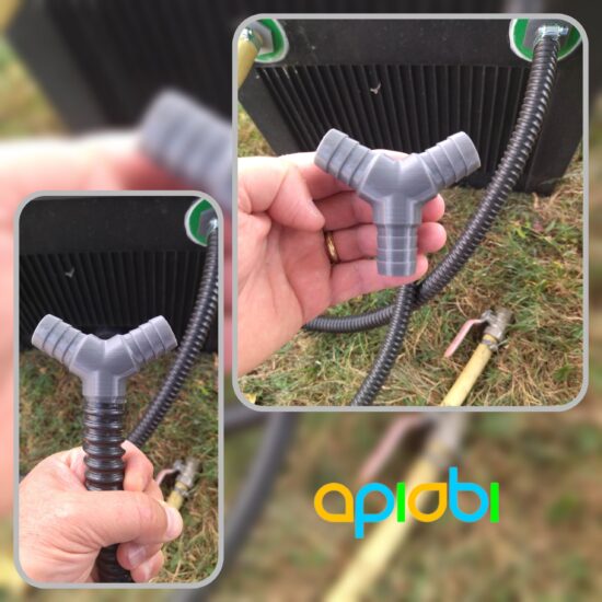 Conector en Y para tubería flexible de 20 mm para jardín y lavabo-STL-ApiObi-DIY-3d-impresora Conector de manguera en Y de 20 mm de diámetro (3/4 de pulgada) | Conector de manguera de 3 vías para líquido | Y001-20