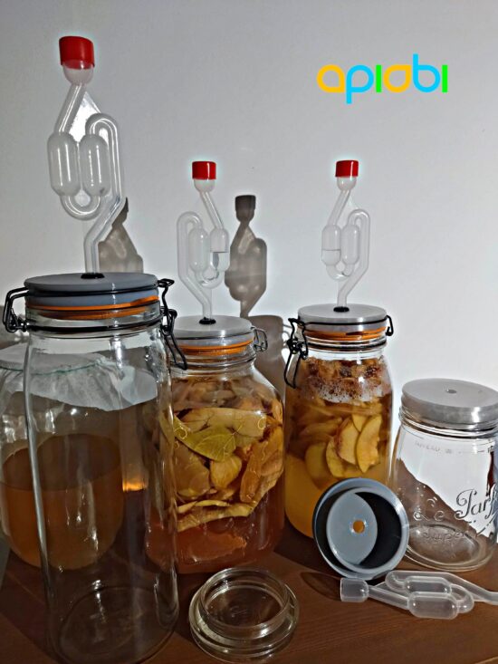 3D-Printed-Fermentation-Lids-on-Le-Parfait-and-Ikea-Jars-with-S-Airlocks---Airtight-Setup-for-Vinega Couvercle de fermentation pour bocaux en verre "Super" - Le Parfait