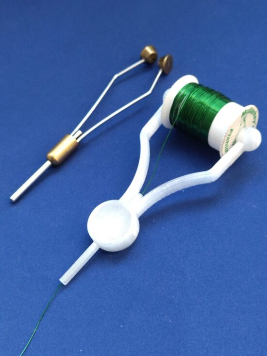 Fly-tying bobbin holder - Enlarged thumb disc and tube - FTBD2 - 3Dpecheur bobbin holder for fly tying, angler style MAX reel seat for reinforced fly / streamer mounting - FTBD2