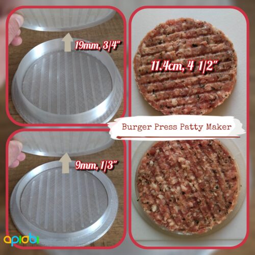 Presse-steak-haché-burger-viande-veggie-3d-stl-ApiObi-DIY 🍔 Presse à hamburger | 2 épaisseurs | BPM1