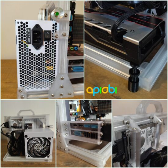 Caja de PC de estructura abierta imprimible en 3D | Ranura T 2020 | mATX y otros formatos