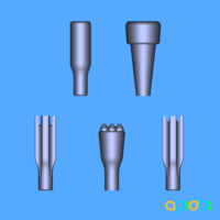 Set-of-5-blowgun-blunt-dart-tips-hammer-head-strike-hunting-3D-STL-DIY Set of 5 Blunt tips for blowpipe darts - To be threaded onto dart shaft 3mm / 1/8"."