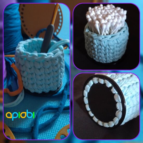 Trapilho-crochet-basket-base-bottom-3d-STL-SVG-DIY-accessories-ApiObi.jpg Base circulaire, fond de sac - panier - boite | Crochet, trapilho, laine | SMALL