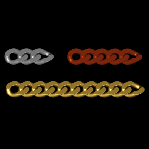 Bundle de 3 segments de 3, 5 et 10 maillons de chaîne imprimables en 3D  | Fabriquer rapidement de grande longueur de chaîne
