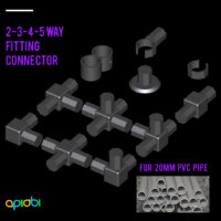 2-3-4-5-way-elbow-fitting-segment-connector-20mm-PVC-Pipe-3d-printer-stl-DIY-ApiObi Raccords pour tubes PVC IRL 2-3-4-5 voies - Raccords coudés Ø20 mm